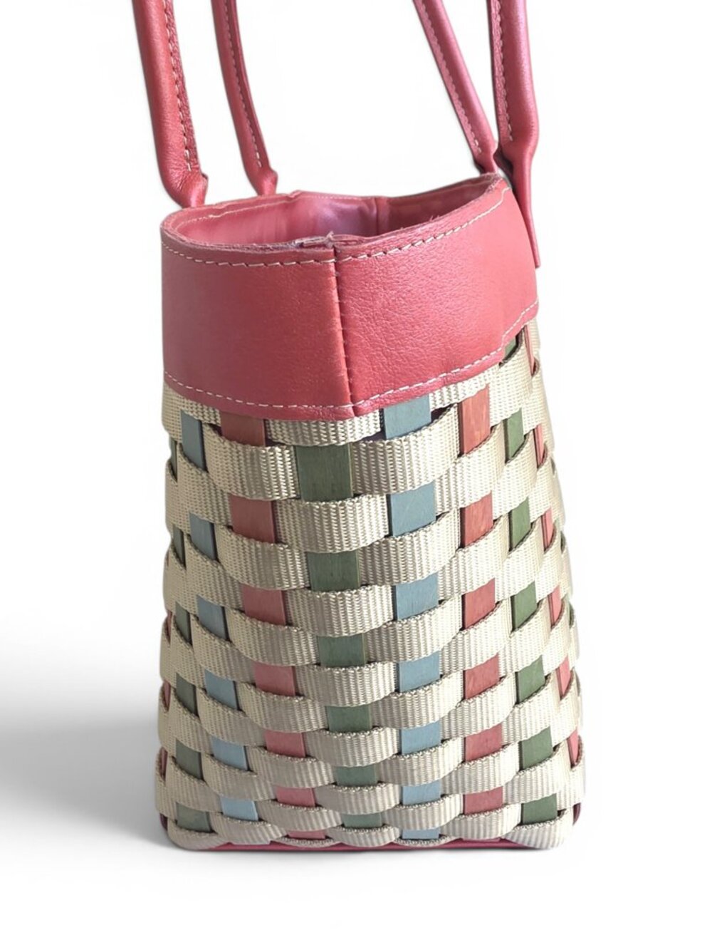 Longaberger TO GO WOVEN BASKET Leather PURSE TOTE Mother’s Day 2008 Pink USA - Picture 6 of 10